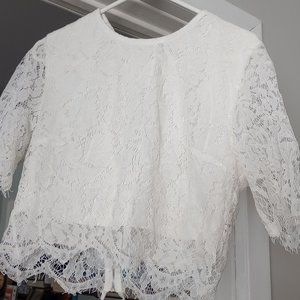 Women Cropped Lace T-shirt